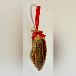 Elegant Gold and Red Hanging Oyster Shell Ornament